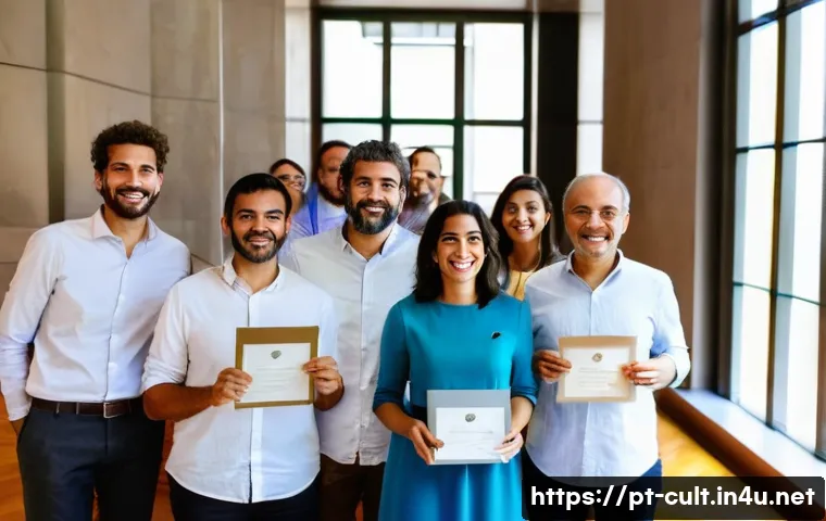 문화예술사 자격증과 연계된 정부 지원 제도 - **Prompt:** A diverse group of Portuguese cultural professionals, including a young historian, a tra...