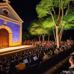 Home 23 문화예술사와 공연예술 매니지먼트의 연결고리 - An atmospheric scene showcasing an old Portuguese colonial church transformed into a vibrant open-ai...