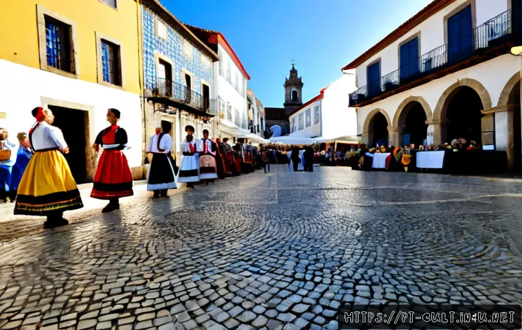 Home 17 문화예술사와 지역축제 성공 사례 - Photorealistic wide-angle scene of a successful Portuguese coastal town arts festival at golden hour...